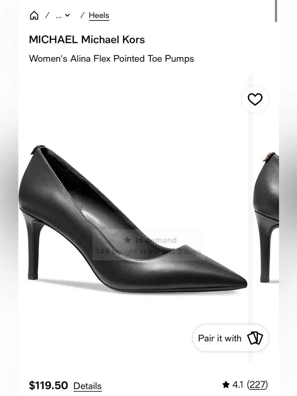 MICHAEL Michael Kors Alina Flex Pointed Toe Pumps, Womens SZ 8